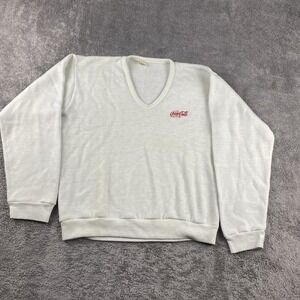 Vtg Artex Coca Cola Pullover Sweater‎ Medium Embroidered V-Neck